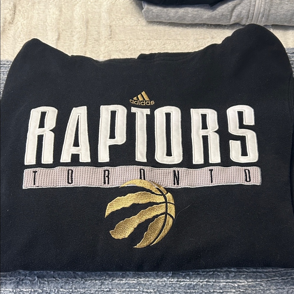 Adidas Black Raptors Toronto Sweatshirt with Gold Logo